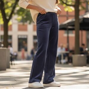 VTG Units Womens Med Tall Navy Pull On Stretch Pants 28x33" Straight Leg Acetate